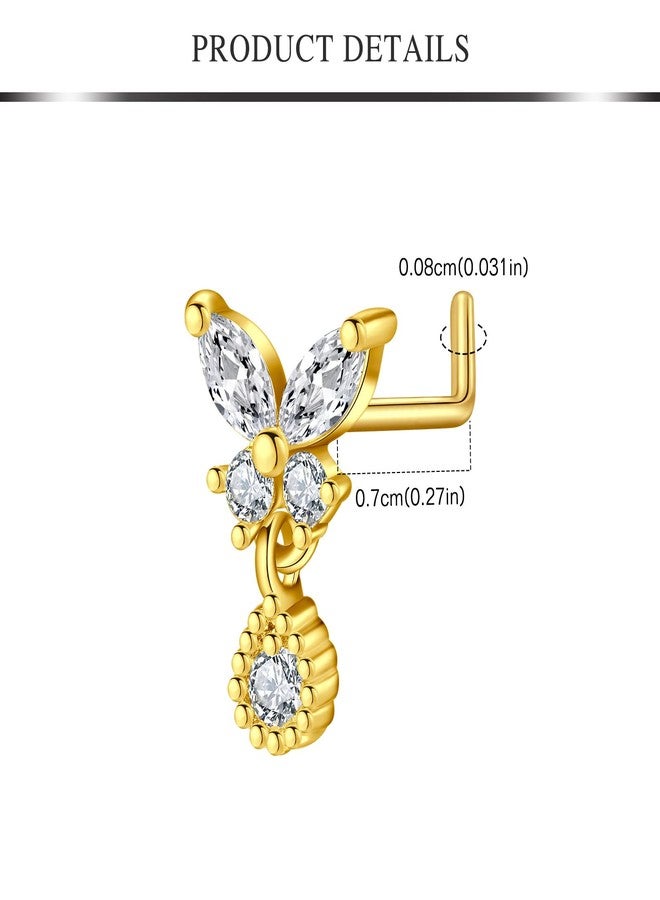 AVYRING حلقات أنف ذهبية من AVYRING، مصنوعة من الفولاذ الجراحي، على شكل حرف L، بتصميم لولبي متدلي، مجوهرات ثقب الأنف، وزن 20 غرام. - Image 3
